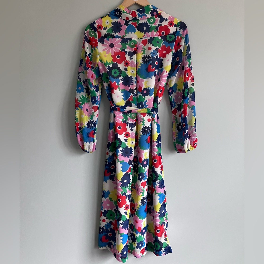 BODEN Abigail Midi Shirt Colorful Floral Retro Print Dress Size 4P - Picture 9 of 16